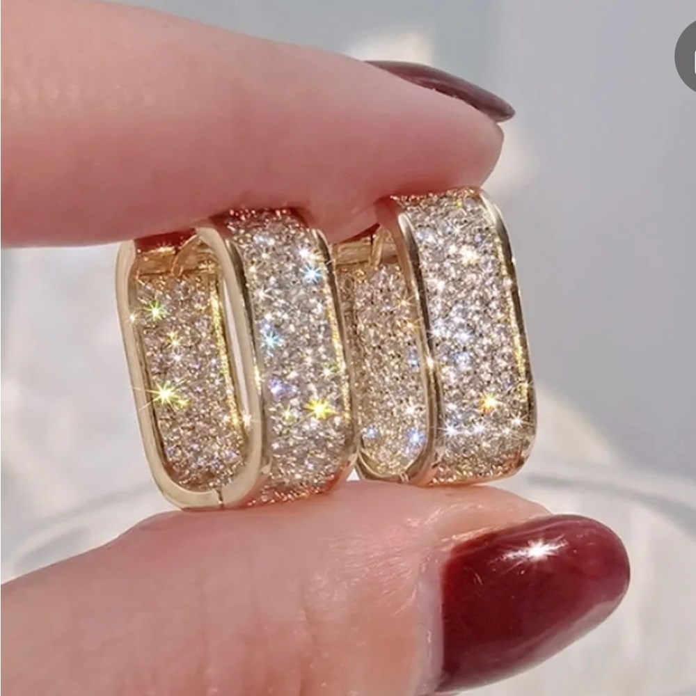 Gold Plated CZ Earrings Brand New - Picture 4 of 6